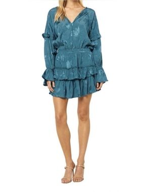 MISA Teal Tiered Ruffle Tunic Dress size xs NWT